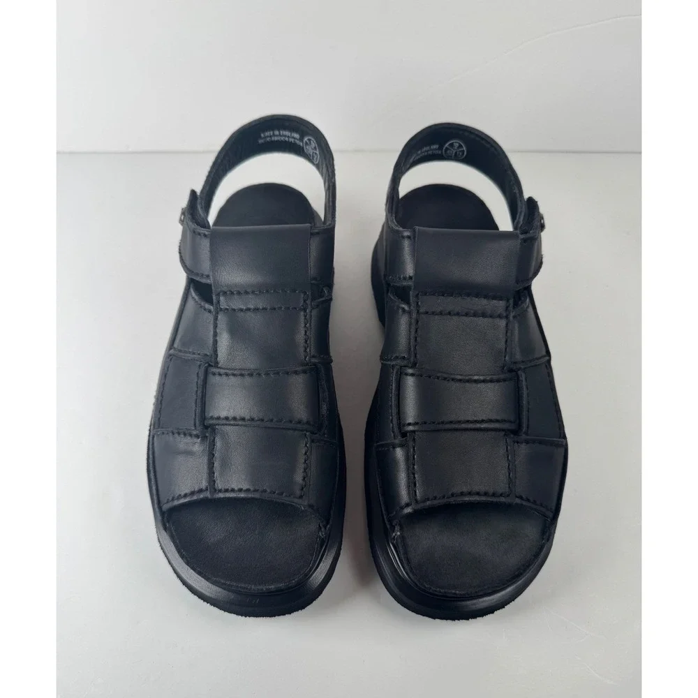 Dr. Martens Fisherman Sandals Black Leather Woven Mens‎ Size 11 Y2K 9070